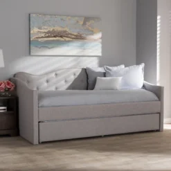 Twin Kaija Modern And Contemporary Fabric Daybed With Trundle Gray - Baxton Studio 20 Twin Kaija Modern And Contemporary Fabric Daybed With Trundle Gray - Baxton Studio -Bedroom Home Store GUEST 3c54b423 2ac1 4c26 92ba 96a05c7bd23f
