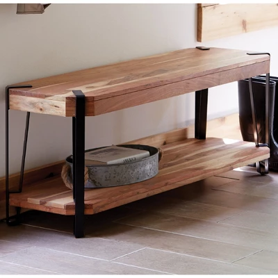 Alaterre Furniture 48" Ryegate Natural Brown Live Edge Solid Wood Bench Metal And Wood 4 Alaterre Furniture 48" Ryegate Natural Brown Live Edge Solid Wood Bench Metal And Wood - Image 2