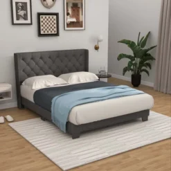 Costway Full/Queen/Twin Size Upholstered Platform Bed Tufted Headboard Mattress Foundation Grey 23 Costway Full/Queen/Twin Size Upholstered Platform Bed Tufted Headboard Mattress Foundation Grey -Bedroom Home Store GUEST 3cae48ec 117e 4ea6 88d0 747a296d7975