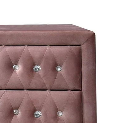 17" Reggie Nightstand Pink Fabric - Acme Furniture 5 17" Reggie Nightstand Pink Fabric - Acme Furniture - Image 3