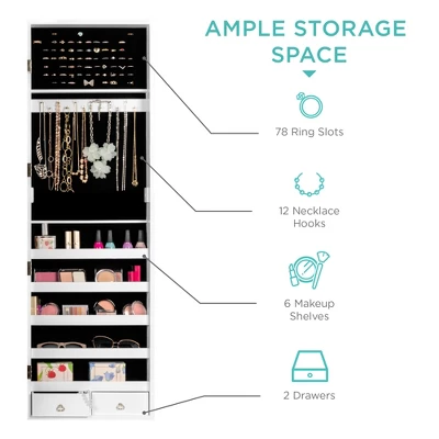 Best Choice Products 6-Tier Standing Mirror Lockable Storage Organizer Cabinet Armoire W/ Velvet Interior 3 Best Choice Products 6-Tier Standing Mirror Lockable Storage Organizer Cabinet Armoire W/ Velvet Interior