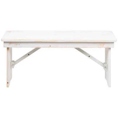 Emma And Oliver 40" X 12" Antique Rustic Solid Pine Folding Farm Bench - Portable Bench 4 Emma And Oliver 40" X 12" Antique Rustic Solid Pine Folding Farm Bench - Portable Bench - Image 2