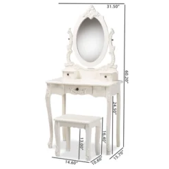 2pc Macsen Wood Vanity Set With Adjustable Mirror White - Baxton Studio 21 2pc Macsen Wood Vanity Set With Adjustable Mirror White - Baxton Studio -Bedroom Home Store GUEST 3e81f0ef 9af5 43af aa52 068773e52920