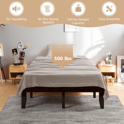 Costway Full Size Wood Bed Frame & 10'' Foam Mattress Set CertiPUR-US Certified Natural/Espresso 4 Costway Full Size Wood Bed Frame & 10'' Foam Mattress Set CertiPUR-US Certified Natural/Espresso - Image 3