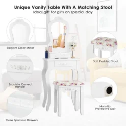 Tangkula Vanity Mirror Makeup Dressing Table Set W/ Stool Drawer Wood Desk 20 Tangkula Vanity Mirror Makeup Dressing Table Set W/ Stool Drawer Wood Desk -Bedroom Home Store GUEST 3f50ab98 93d5 45a8 a4f0 6e4cd9ab8176