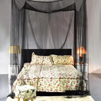 4 Corner Post Bed Canopy Mosquito Net Full Queen King Size Netting Bedding Black 4 4 Corner Post Bed Canopy Mosquito Net Full Queen King Size Netting Bedding Black - Image 2