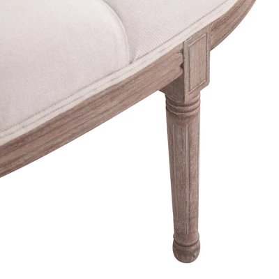 HOMCOM Vintage Semi-Circle Hallway Bench Tufted Upholstered Velvet-Touch Fabric Accent Seat With Rubberwood Legs, Off White 8 HOMCOM Vintage Semi-Circle Hallway Bench Tufted Upholstered Velvet-Touch Fabric Accent Seat With Rubberwood Legs, Off White - Image 6