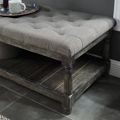 Arianna Tufted Bench Gray - HOMES: Inside + Out 4 Arianna Tufted Bench Gray - HOMES: Inside + Out - Image 2