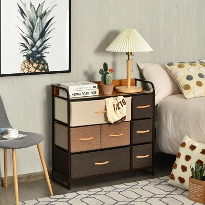 Costway 7-Drawer Dresser Storage 3-Tier Organizer Tower Steel Frame Wooden Top 4 Costway 7-Drawer Dresser Storage 3-Tier Organizer Tower Steel Frame Wooden Top - Image 2