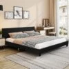 Costway Queen Upholstered Platform Bed Frame With Linen/PU Headboard Wood Slat Gray/Black 1 Costway Queen Upholstered Platform Bed Frame With Linen/PU Headboard Wood Slat Gray/Black -Bedroom Home Store GUEST 4164c9ba 2318 4e4e b901 dbbacbf47188
