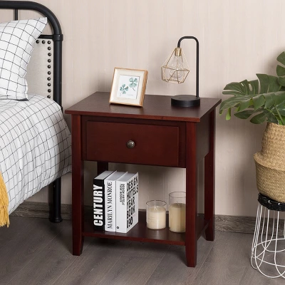 Costway Set Of 2 Nightstand Beside Table Sofa End Table Drawer Shelf 4 Costway Set Of 2 Nightstand Beside Table Sofa End Table Drawer Shelf - Image 2