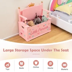 Costway Kids Princess Wooden Bench Seat Toy Box Storage Organizer Children Playroom Pink 18 Costway Kids Princess Wooden Bench Seat Toy Box Storage Organizer Children Playroom Pink -Bedroom Home Store GUEST 4405062b bdde 4155 a507 3615bbd8064e