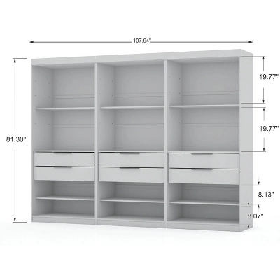 Set Of 3 Mulberry Open 3 Sectional Closet White - Manhattan Comfort 4 Set Of 3 Mulberry Open 3 Sectional Closet White - Manhattan Comfort - Image 2