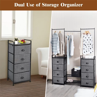 Costway 8 Drawer Fabric Dresser Hanger&Shoe Rack Multifunctional Storage Tower Metal 6 Costway 8 Drawer Fabric Dresser Hanger&Shoe Rack Multifunctional Storage Tower Metal - Image 4