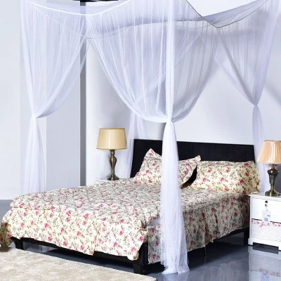 4 Corner Post Bed Canopy Mosquito Net Full Queen King Size Netting Bedding White 5 4 Corner Post Bed Canopy Mosquito Net Full Queen King Size Netting Bedding White - Image 3