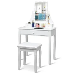 Tangkula Make-Up Vanity Table Dresser Set W/LED Light & Padded Stool 16 Tangkula Make-Up Vanity Table Dresser Set W/LED Light & Padded Stool -Bedroom Home Store GUEST 47e57a1a e1f3 4bea 8309 ab852755cd97
