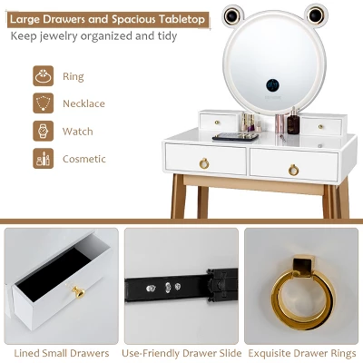 Costway Vanity Dressing Table Set Touch Screen Dimming Mirror 6 Costway Vanity Dressing Table Set Touch Screen Dimming Mirror - Image 4