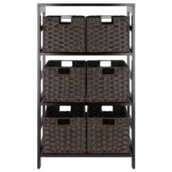 42" 7pc Leo Storage Shelf With Baskets Espresso/Chocolate - Winsome