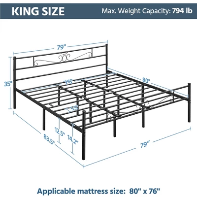 Yaheetech Metal-Framed Bed, Platform Bed With Headboard And Footboard 4 Yaheetech Metal-Framed Bed, Platform Bed With Headboard And Footboard - Image 2