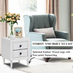 Costway Nightstand End Bedside Coffee Table Wooden Leg Storage Drawers White 17 Costway Nightstand End Bedside Coffee Table Wooden Leg Storage Drawers White -Bedroom Home Store GUEST 498d551c 609f 4622 8ff9 4a98788e554e