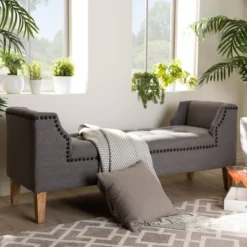 Perret Oak Finished Wood Bench Gray - Baxton Studio 14 Perret Oak Finished Wood Bench Gray - Baxton Studio -Bedroom Home Store GUEST 4a1c7bb7 e34c 4d23 97a2 281f14f2e770