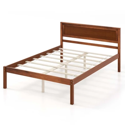 Costway Full/Queen/Twin Size Wooden Platform Bed Frame With Headboard Mattress Foundation Walnut 11 Costway Full/Queen/Twin Size Wooden Platform Bed Frame With Headboard Mattress Foundation Walnut - Image 9