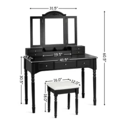 Costway 7 Drawers Vanity Set Dressing Table W/ Tri-Folding Mirror 16 Costway 7 Drawers Vanity Set Dressing Table W/ Tri-Folding Mirror -Bedroom Home Store GUEST 4b1da2e8 fd25 4517 8385 9458c7321b8f 1