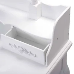 Tangkula Oval Mirror 4 Drawer Vanity Mirror Makeup Table W/ Cushioned Stool White 11 Tangkula Oval Mirror 4 Drawer Vanity Mirror Makeup Table W/ Cushioned Stool White -Bedroom Home Store GUEST 4b84df7c a88d 451d af3b c5ed6c3a7075