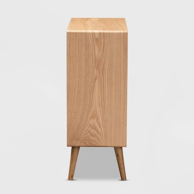 Alina Wood And Rattan 4 Drawer Accent Chest Oak - Baxton Studio 5 Alina Wood And Rattan 4 Drawer Accent Chest Oak - Baxton Studio - Image 3