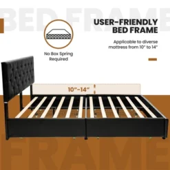 Costway Upholstered Platform Bed W/ 4 Drawers PU Leather Button Tufted Headboard 20 Costway Upholstered Platform Bed W/ 4 Drawers PU Leather Button Tufted Headboard -Bedroom Home Store GUEST 4dd81705 8aa0 4f33 9eeb 3a19116c5df8