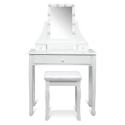 Tangkula Make-Up Vanity Table Dresser Set W/LED Light & Padded Stool 18 Tangkula Make-Up Vanity Table Dresser Set W/LED Light & Padded Stool -Bedroom Home Store GUEST 4e1e7f15 03ed 4f74 95f1 92b83b6326c7
