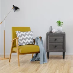 Costway Nightstand W/2 Drawers Multipurpose Retro Grey Bedside Table Fully Assembled 14 Costway Nightstand W/2 Drawers Multipurpose Retro Grey Bedside Table Fully Assembled -Bedroom Home Store GUEST 4e623bd6 6335 447f 936d 8c7c3028e582