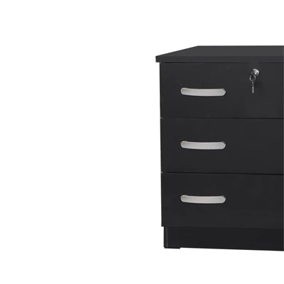 Better Home Products Cindy Wooden 3 Drawer Chest Bedroom Dresser In Black 4 Better Home Products Cindy Wooden 3 Drawer Chest Bedroom Dresser In Black - Image 2