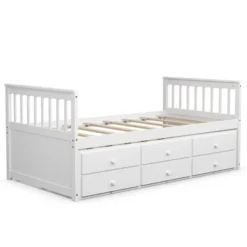 Costway Twin Captain's Bed Bunk Bed Alternative W/ Trundle & Drawers For Kids WalnutEspressoWhite 25 Costway Twin Captain's Bed Bunk Bed Alternative W/ Trundle & Drawers For Kids WalnutEspressoWhite -Bedroom Home Store GUEST 4eec4633 f432 42b5 a560 691cca05acb3