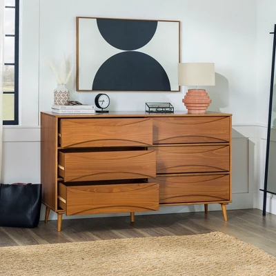 Mid-Century Modern Contoured 6 Drawer Dresser - Saracina Home 8 Mid-Century Modern Contoured 6 Drawer Dresser - Saracina Home - Image 7