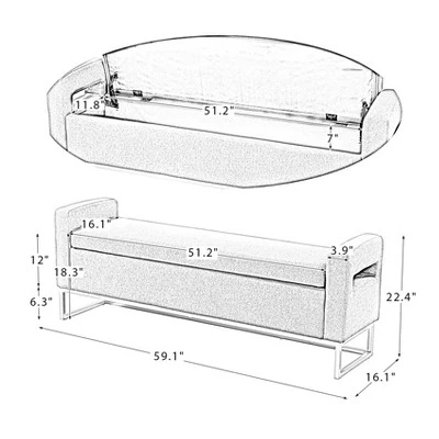 Jorge 59.1" Wide Storage Bench | ARTFUL LIVING DESIGN 11 Jorge 59.1" Wide Storage Bench | ARTFUL LIVING DESIGN - Image 9