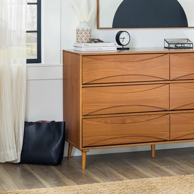Mid-Century Modern Contoured 6 Drawer Dresser - Saracina Home 14 Mid-Century Modern Contoured 6 Drawer Dresser - Saracina Home - Image 13