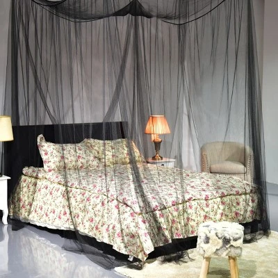 4 Corner Post Bed Canopy Mosquito Net Full Queen King Size Netting Bedding Black 5 4 Corner Post Bed Canopy Mosquito Net Full Queen King Size Netting Bedding Black - Image 3