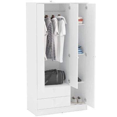 Denmark 3 Door And 2 Drawer Wardrobe White - Polifurniture 4 Denmark 3 Door And 2 Drawer Wardrobe White - Polifurniture - Image 2