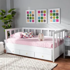 Twin To King Kendra Expandable Daybed With Storage Drawers White - Baxton Studio 23 Twin To King Kendra Expandable Daybed With Storage Drawers White - Baxton Studio -Bedroom Home Store GUEST 51907bb2 17f1 43ca 8100 2795444e40b7