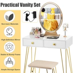 Costway Vanity Makeup Dressing Table W/ 3 Lighting Modes Mirror Touch Switch White 15 Costway Vanity Makeup Dressing Table W/ 3 Lighting Modes Mirror Touch Switch White -Bedroom Home Store GUEST 519b7bed f826 4e74 9732 29df1192b748