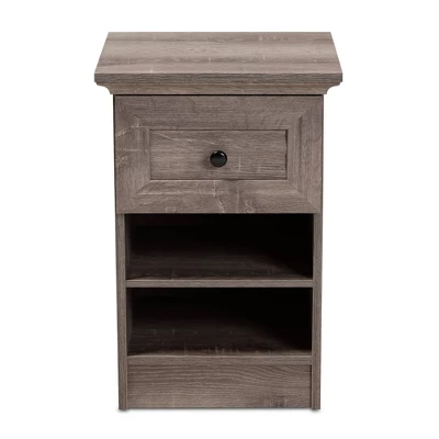 Dara 1 Drawer Wood Nightstand Gray/Brown/Black - Baxton Studio 4 Dara 1 Drawer Wood Nightstand Gray/Brown/Black - Baxton Studio - Image 2