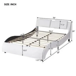 Upholstered Faux Leather Platform Bed With LED Light Bed Frame With Slatted-ModernLuxe 21 Upholstered Faux Leather Platform Bed With LED Light Bed Frame With Slatted-ModernLuxe -Bedroom Home Store GUEST 5381d732 f251 4f05 a617 edede5350876
