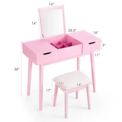 Costway Vanity Table Set W/ Flip Top Mirror Drawers 9 Dividers Makeup Writing Desk 14 Costway Vanity Table Set W/ Flip Top Mirror Drawers 9 Dividers Makeup Writing Desk -Bedroom Home Store GUEST 552cba56 60ef 4cde 9591 3e47cf2ffc50