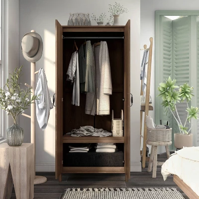 Andreasson Wardrobe Closet Distressed Walnut - HOMES: Inside + Out 5 Andreasson Wardrobe Closet Distressed Walnut - HOMES: Inside + Out - Image 3