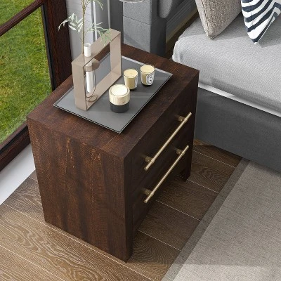 Melonnes Transitional 2 Drawer Nightstand Walnut - HOMES: Inside + Out 5 Melonnes Transitional 2 Drawer Nightstand Walnut - HOMES: Inside + Out - Image 3