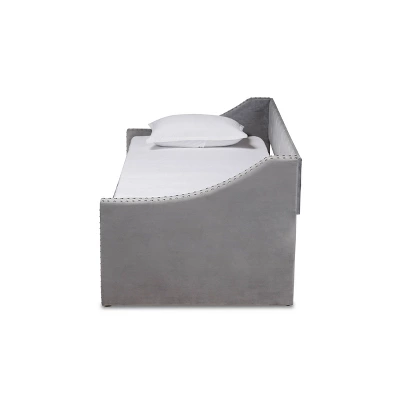 Raphael Velvet Fabric Upholstered Daybed With Trundle - Baxton Studio 4 Raphael Velvet Fabric Upholstered Daybed With Trundle - Baxton Studio - Image 2
