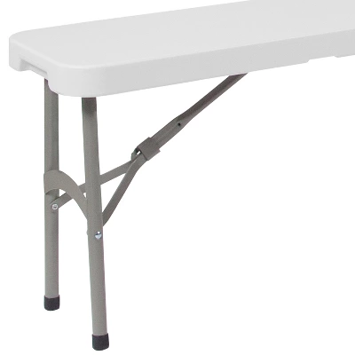 Emma And Oliver 11"W X 72"L Portable Bi-Fold Granite White Folding Bench 5 Emma And Oliver 11"W X 72"L Portable Bi-Fold Granite White Folding Bench - Image 3