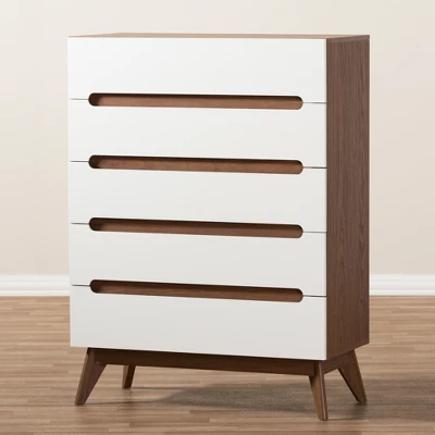 Calypso Mid-Century Modern Wood 5 Drawer Storage Chest Brown - Baxton Studio 8 Calypso Mid-Century Modern Wood 5 Drawer Storage Chest Brown - Baxton Studio - Image 6