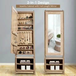 Costway Jewelry Cabinet Large Full Length Armoire 2-in-1 Stand Mirror Organizer 15 Costway Jewelry Cabinet Large Full Length Armoire 2-in-1 Stand Mirror Organizer -Bedroom Home Store GUEST 59354522 787e 4c76 a8bf 031ea5a591d9